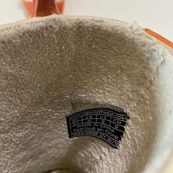 Keen rain boots kid 4 orange floral lined pull on - Picture 9 of 9